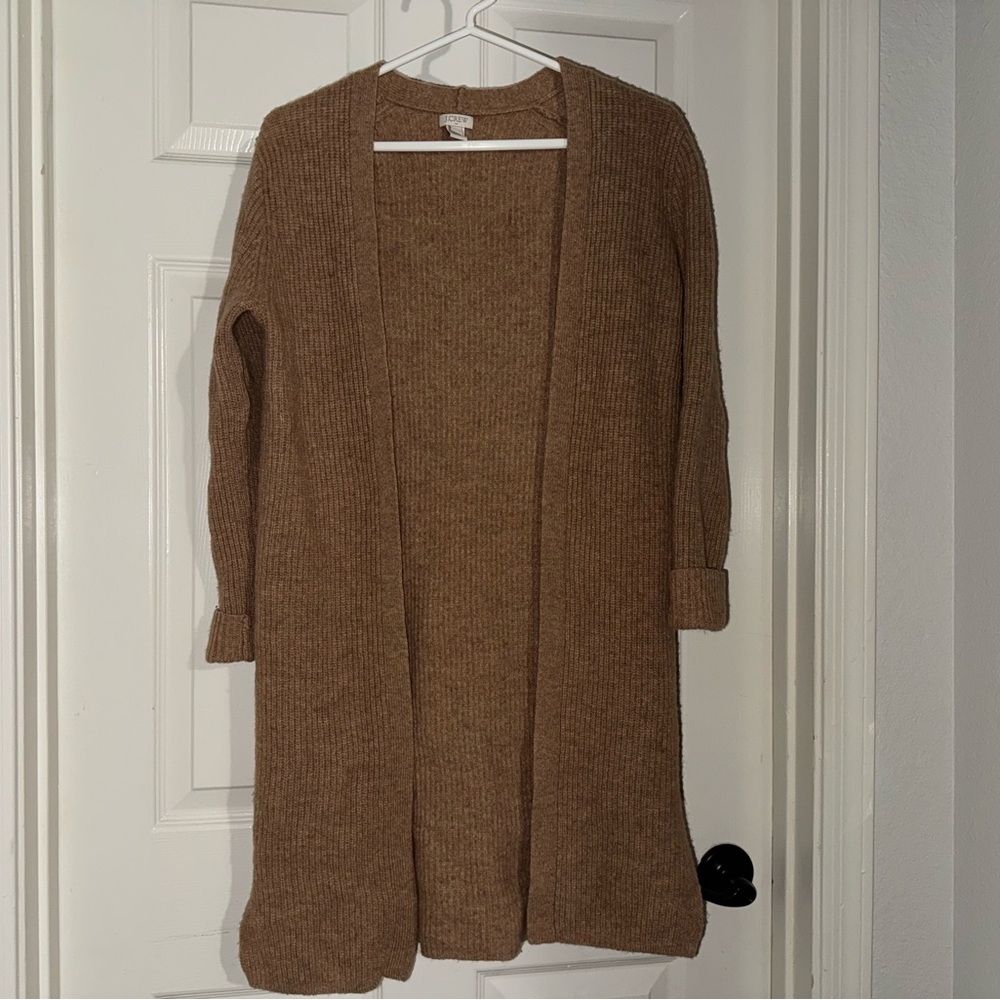 J crew Women's Brown Open-Front Sweater